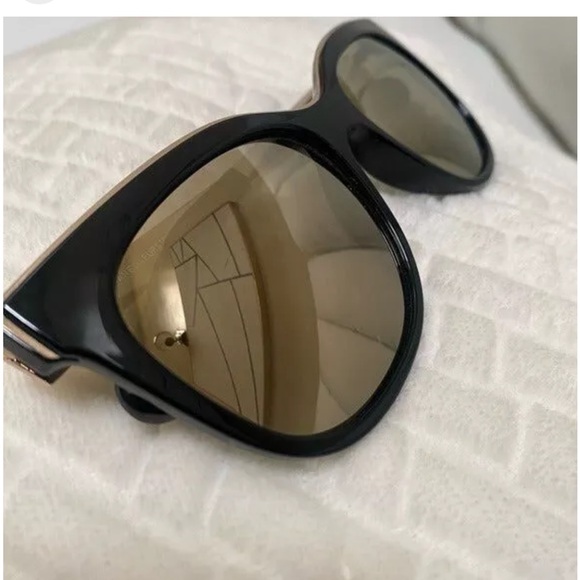 DVF Diane Von Furstenberg brown square cat eye sunglasses reflective main image 10